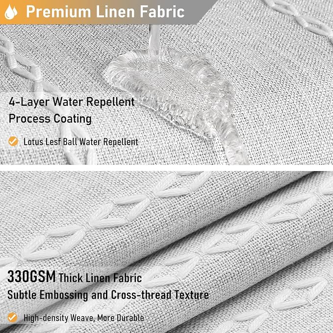 48 x 72 Boho Linen Heavy Duty Cloth Shower Curtain Set, 330GSM Linen Blend - Image 4