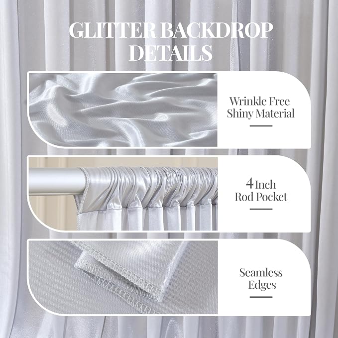 40x10ft Silver Glitter Backdrop Curtain - Image 4