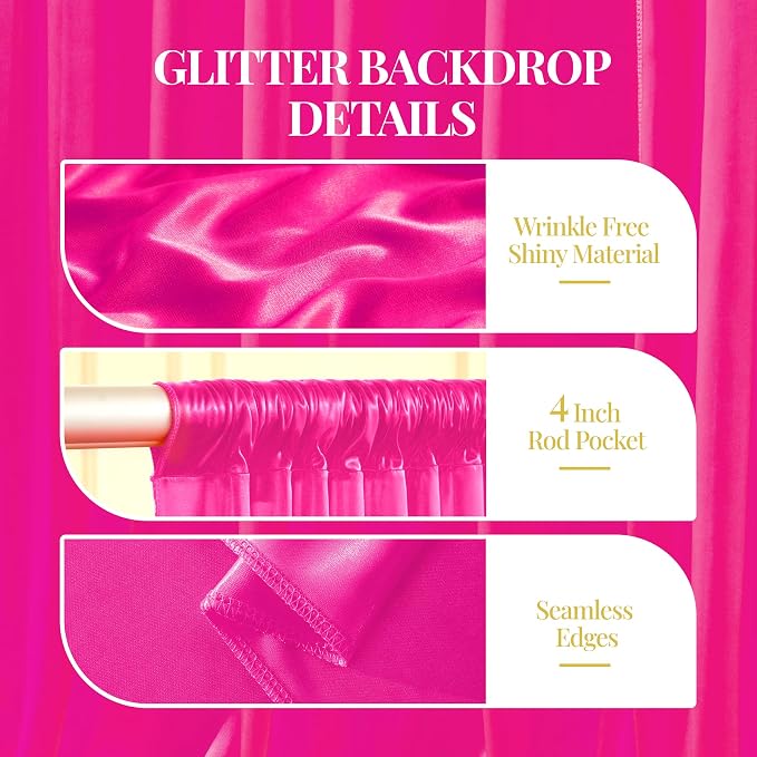 40x10ft Hot Pink Glitter Backdrop Curtain - Image 5