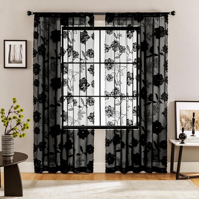 Treatmentex Black Lace Curtains - Image 2