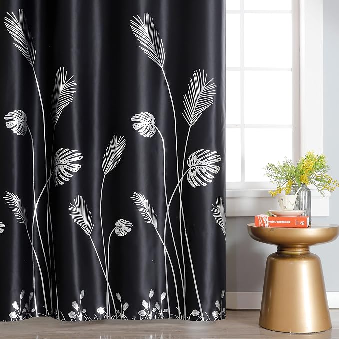 Room Divider Curtain for Sliding Glass Door 120W x 96L Inch Silver Palm Tree - Image 3