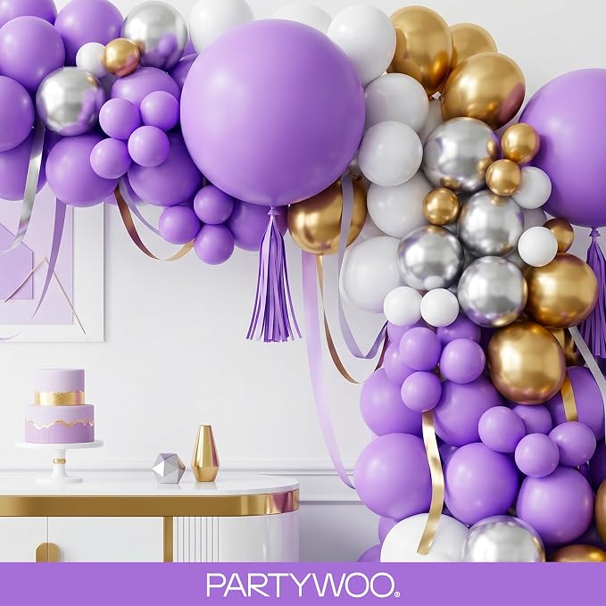 PartyWoo Purple Balloons 100pcs Different Sizes of 36 18 12 10 5 Inch | Balloons - Image 8