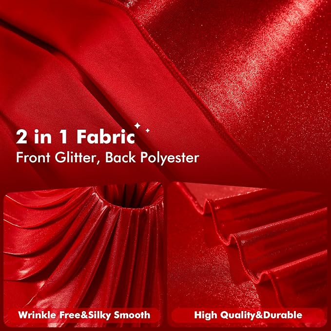 10x10ft Shimmer Red Sequin Backdrop Curtain - Image 3
