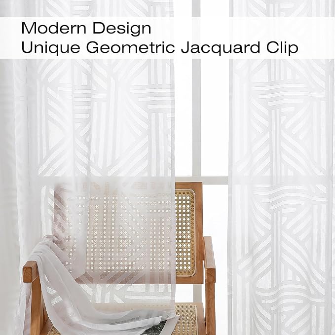 Simplebrand Semi Sheer White Curtains 90 Inches Long 2 Panels, Light Filtering - Image 4