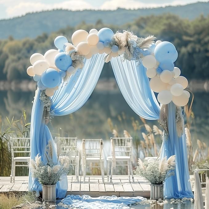 Wedding Arch Draping Fabric Backdrop Drapes 4 Panels, Dusty Blue | 28.7"x20FT - Image 5