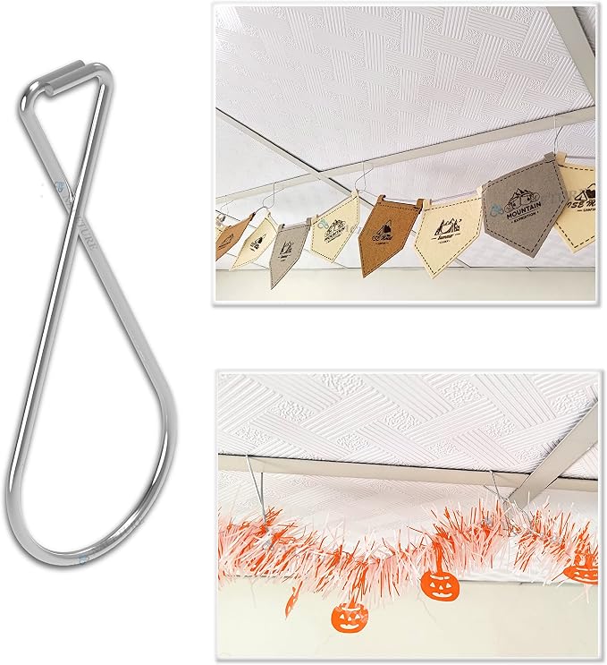 Ceiling Hook Clips- 20 Pack Drop Ceiling Hanger Hooks Hanging on Suspended - Image 3