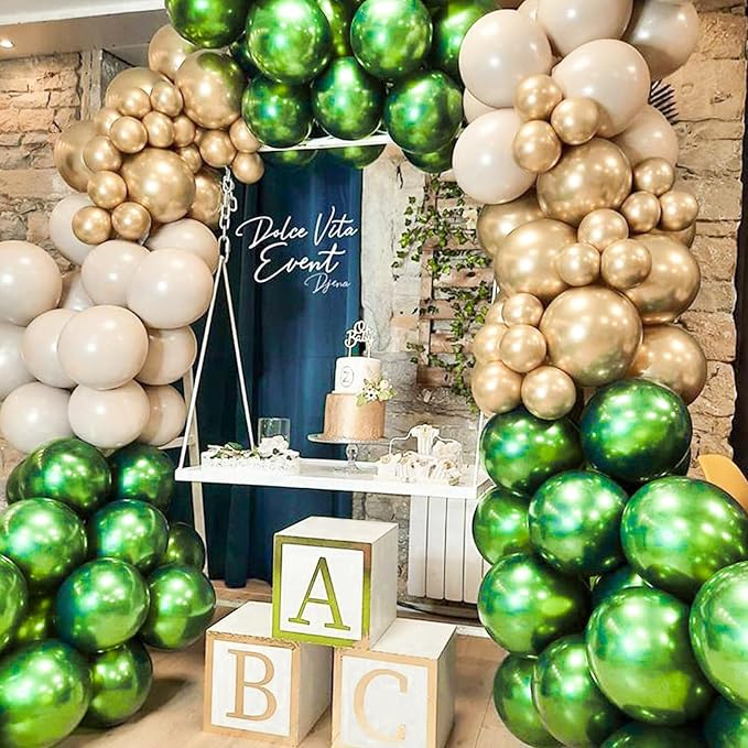 PartyWoo Metallic Green Balloons 100pcs Different Sizes of 18 12 10 5 Inch | - Image 7