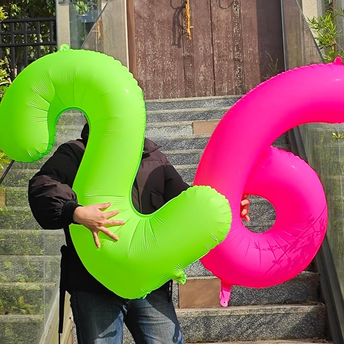 Green Birthday Number 7 Balloon 40 inch Fluorescent Green Number 7 | Helium - Image 4