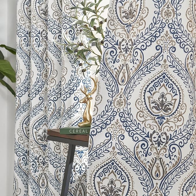jinchan Yellow Blackout Curtains 96 Inch Damask Vintage Grommet 2 Panels | Room - Image 7
