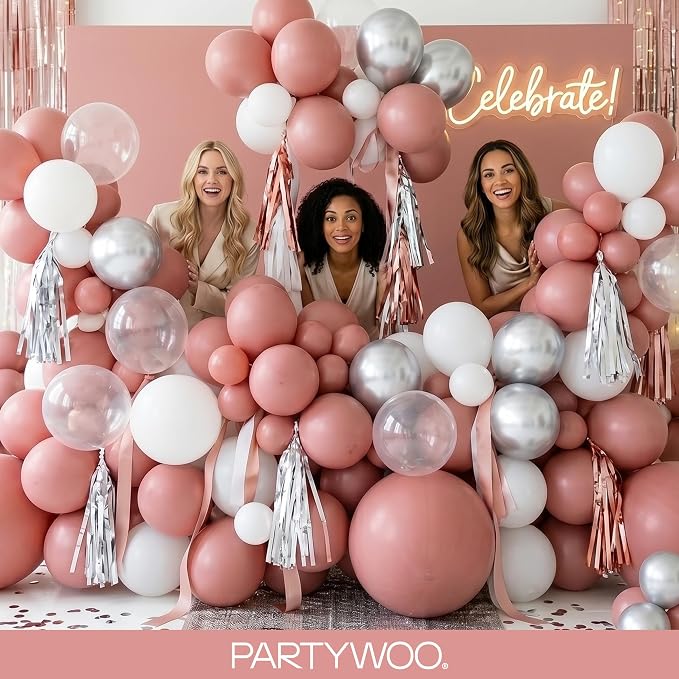 PartyWoo Dusty Pink Balloons 100pcs Dusty Rose Boho Netural Pink Color | 18 12 - Image 5