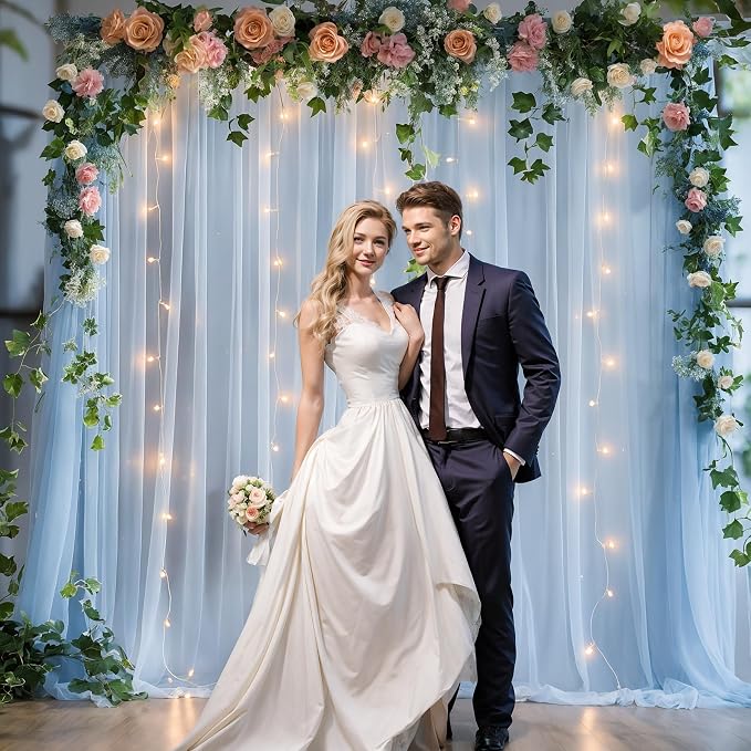 10x8ft Baby Blue Tulle Backdrop Curtain - Image 7