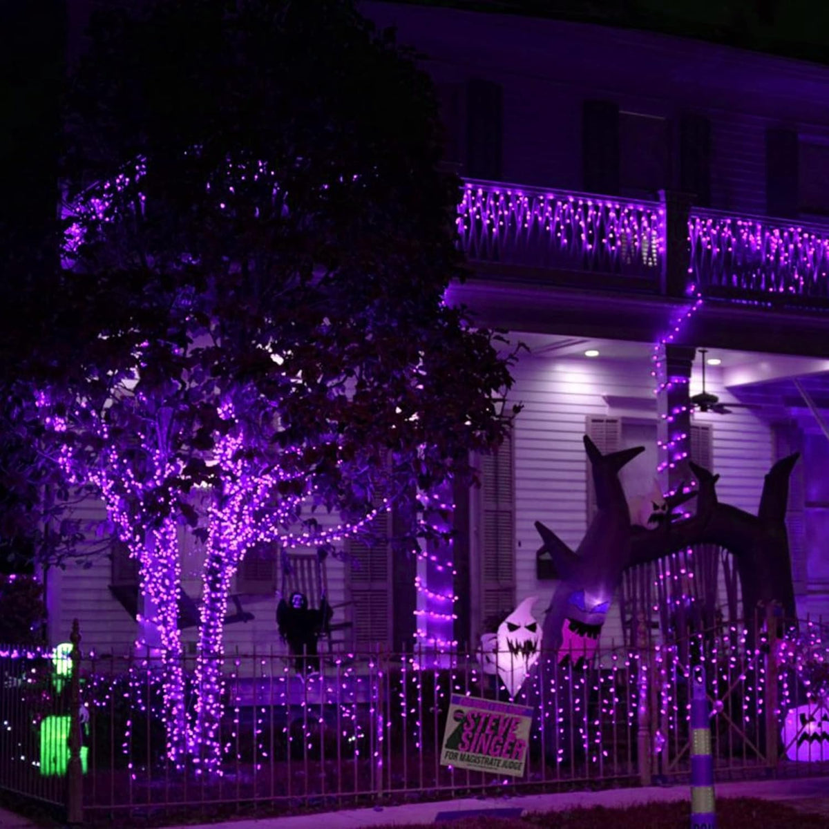 Dazzle Bright Halloween Fairy String Lights, 20 FT 60 LED Copper Wire Battery Operated Waterproof Lights, Halloween Decorations for Indoor Home Room Outdoor Garden Patio Party Decor (Purple)