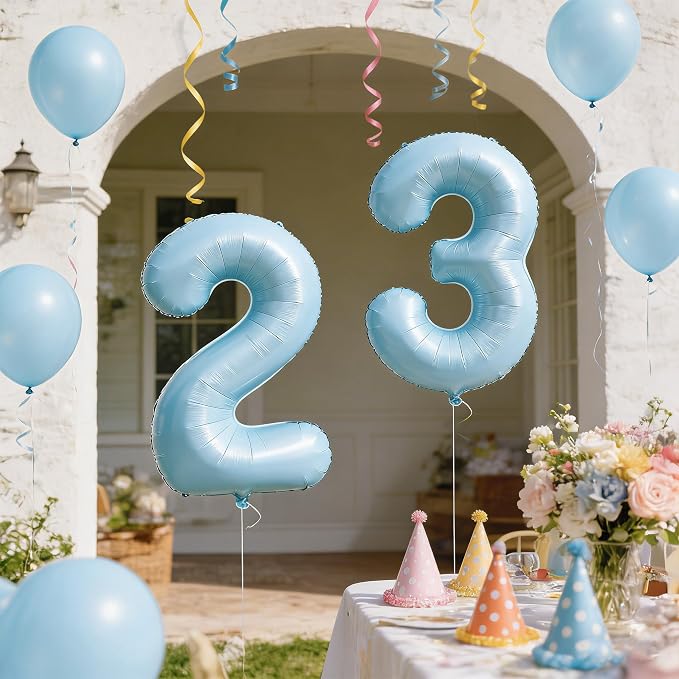 40 In Matte Blue Number Balloons Helium Foil Mylar Balloon Party Digital 3 | - Image 4