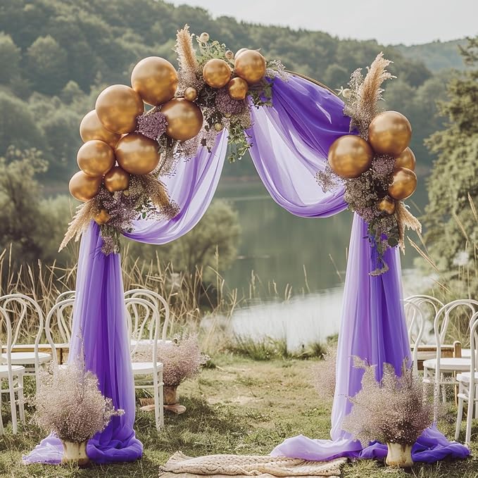 Wedding Arch Draping Fabric Backdrop 4 Panels, Lavender Purple | 28.7"x20FT - Image 6