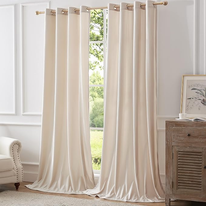 Luxury Cream Ivory Velvet Curtain Drapes - Image 7