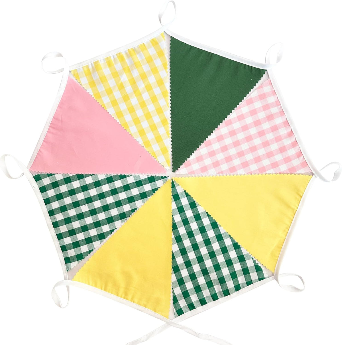 32Ft Camp Bride Party Decorations Pink Green Yellow Gingham Fabric Triangle Banner Flag Plaid Pennant Garland Streamers for Camping Bachelorette Glamping Baby Shower Picnic Birthday Decor Supplies