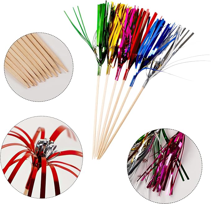 100PCS Firework-Shaped Decorative Bamboo Skewers – 18cm Cocktail Picks - Image 4