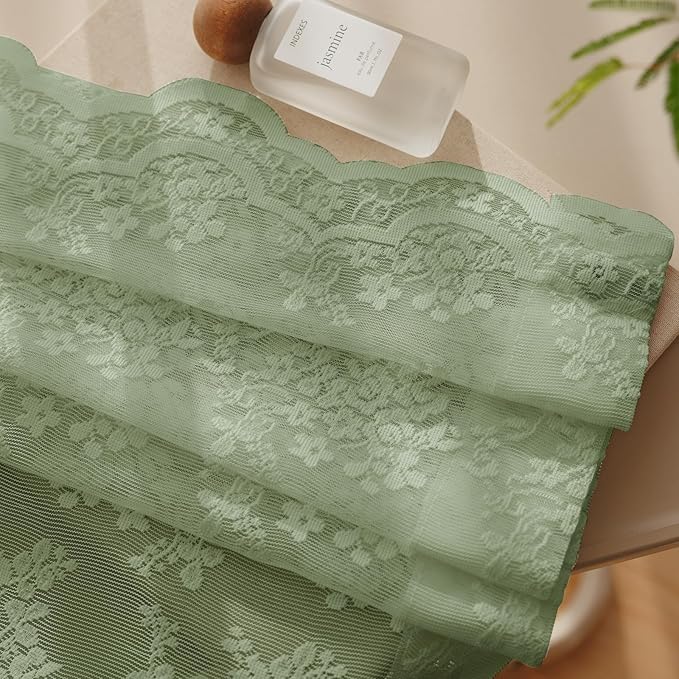 Anmao Vintage Lace Kitchen Curtains 36 Inches Long 2 Panels, Romantic Semi - Image 6