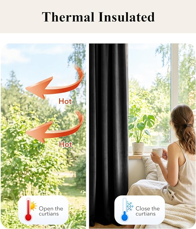 Extra Long Black Velvet Curtains - Image 6