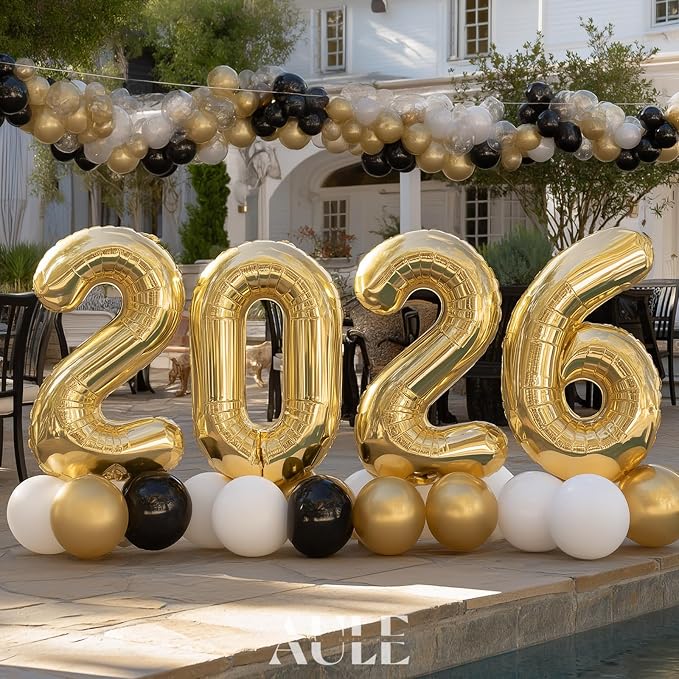 AULE 40 Inch Light Gold 24 Balloon Number Foil 0-9 Birthday Big Numbers | - Image 5