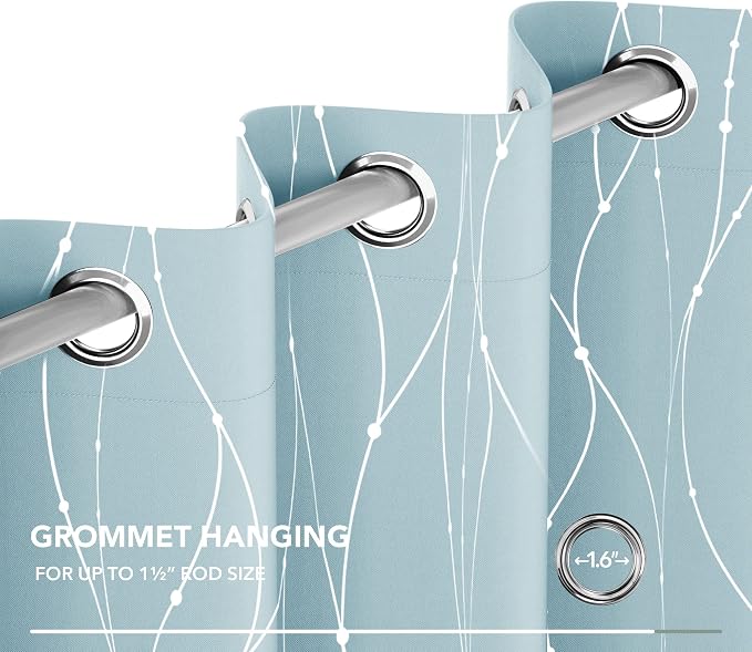Deconovo Blackout Curtains, Light Blue Thermal Grommet Drapes, Room Darkening - Image 6