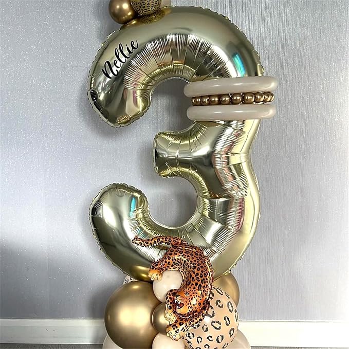 Champagne Gold Number 30 Balloons, 40 Inch Light Gold Foil Number 3 & 0 Balloons - Image 4