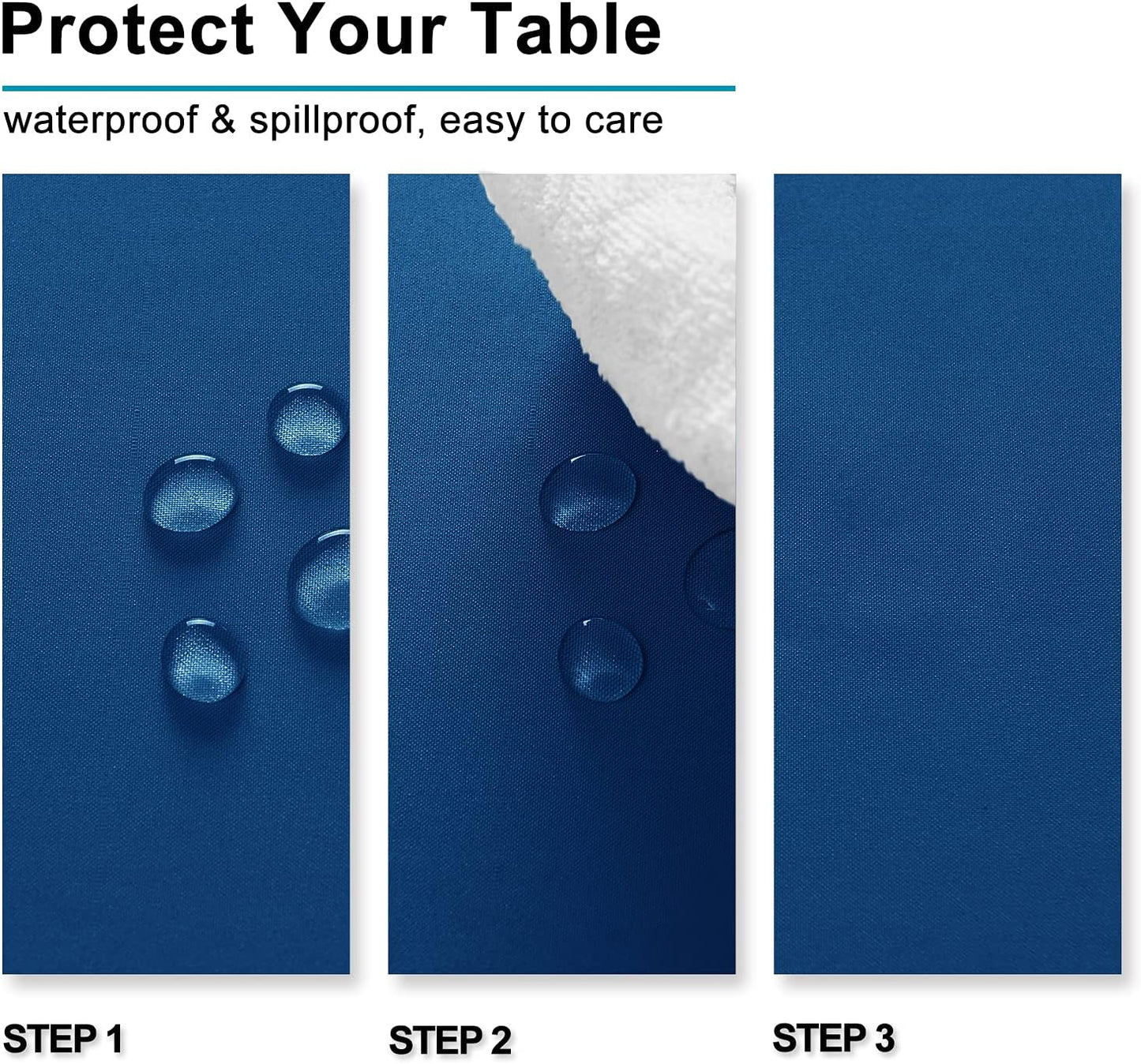 Hiasan 2 Pieces Royal Blue Tablecloth Rectangle - Waterproof and Washable Fabric Table Cloth for Card Tables, 60 x 120 Inch