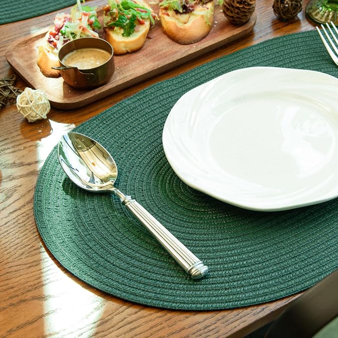Placemats Set of 8, Woven Oval Braided Dining Table Mats | 12 x 17.5 Inch Size - Image 4