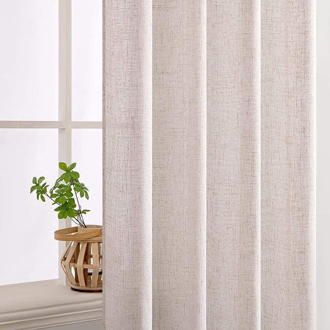 MIULEE Natural White Linen Curtains 42x84 Inch Long Textured Window Drapes | 2 - Image 5