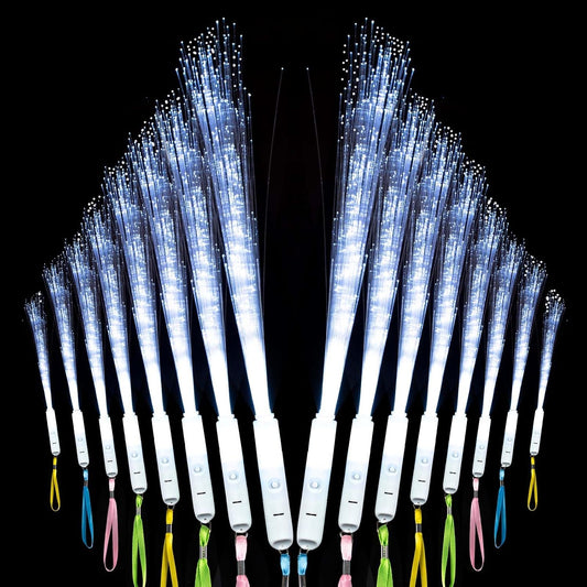 25 Pcs White Fiber Optic Wands,3 Models Wedding Sparklers,Glow Sticks Light up Sticks Led Light Wands Fit Wedding Bridal Shower Birthday Valentine's Day
