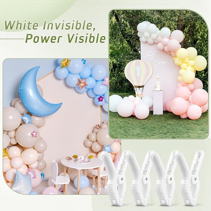 LemonRoad 16 Pcs 4" Clips for Balloon Arch White Heavy Duty 2" Opening Spring - Image 5