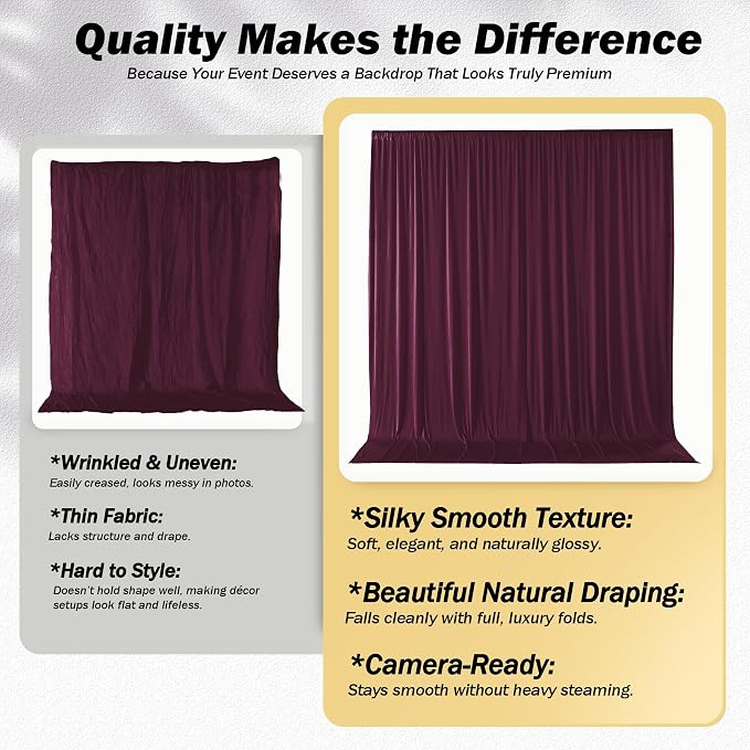 50ft×12ft Burgundy Backdrop Curtains - Image 3