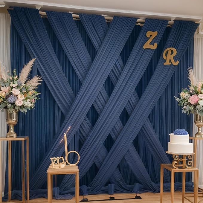 60ft×12ft Wrinkle Free Navy Blue Backdrop Curtain - Image 5