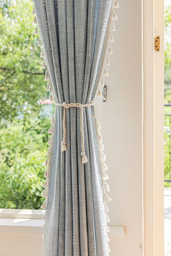 Boho Embroidery Striped Farmhouse Curtains - Image 5