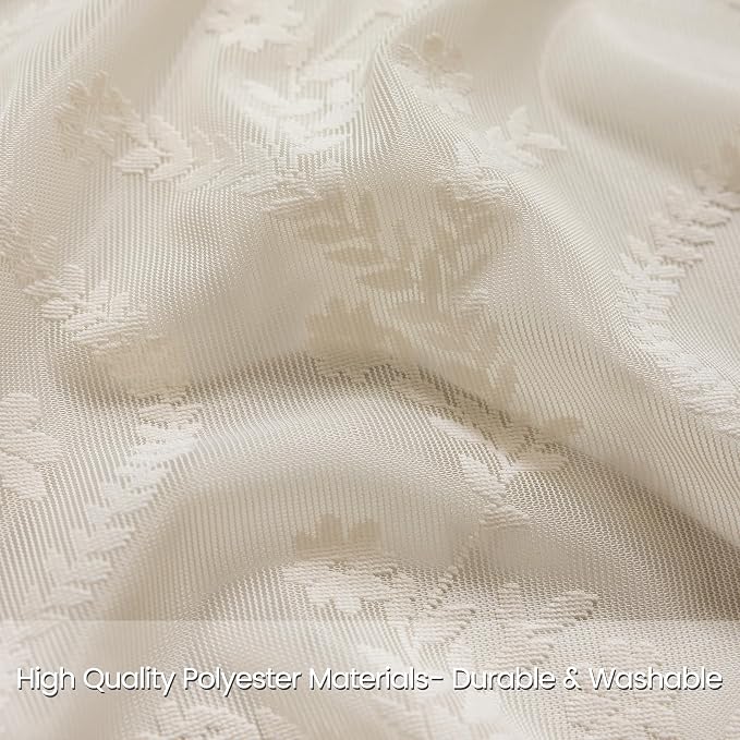 WAZZIO Boho Lace Curtains 2 Panels 102 Inches -Cute Vintage Victorian Sheer - Image 4