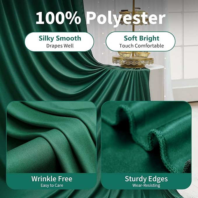50×12ft Wrinkle Free Hunter Green Backdrop Curtain - Image 2