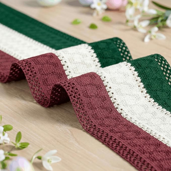 Artoid Mode Green Beige Red Farmhouse Rustic Table Runner 12x48 Inch | Holiday - Image 6
