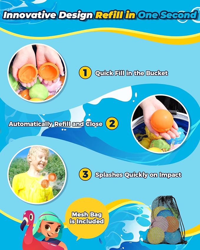 SOPPYCID 10PCS Reusable Water Balloons Quick Fill - Image 3