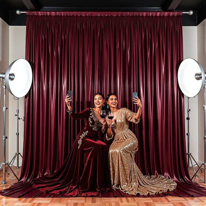 10x10 ft Burgundy Glitter Backdrop Curtain - Image 4