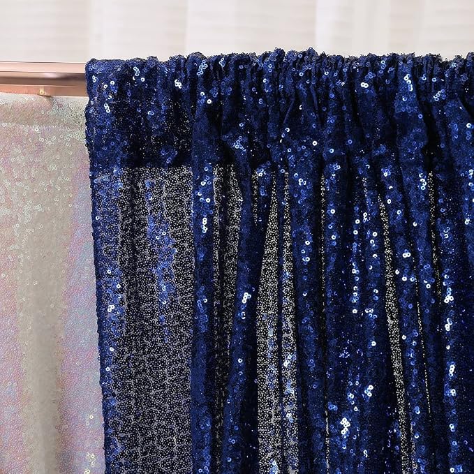 Poise3EHome Blue Sequin Backdrop, 8FT x 10FT Sequin Photography Backdrop Curtain - Image 3