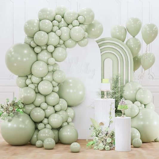 PartyWoo Sage Green Balloons 152pcs Dusty Boho Green Color 18 12 10 5 Inch | 18 by PartyWoo