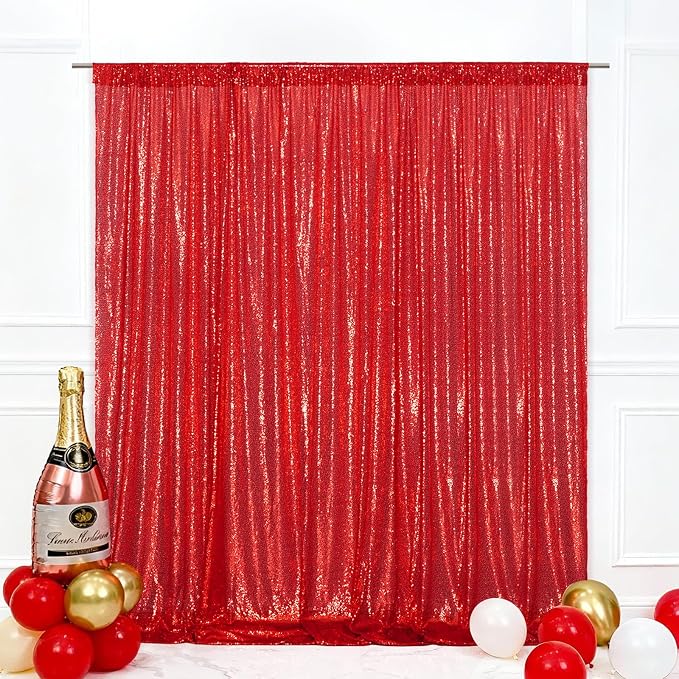 Eternal Beauty Red 3mm Sequin Backdrop 6x6 Ft by EternalBeauty
