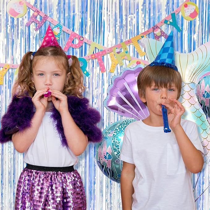 20 Pack Foil Curtain Backdrop Iridescent Metallic Tinsel Foil Fringe Curtains - Image 2