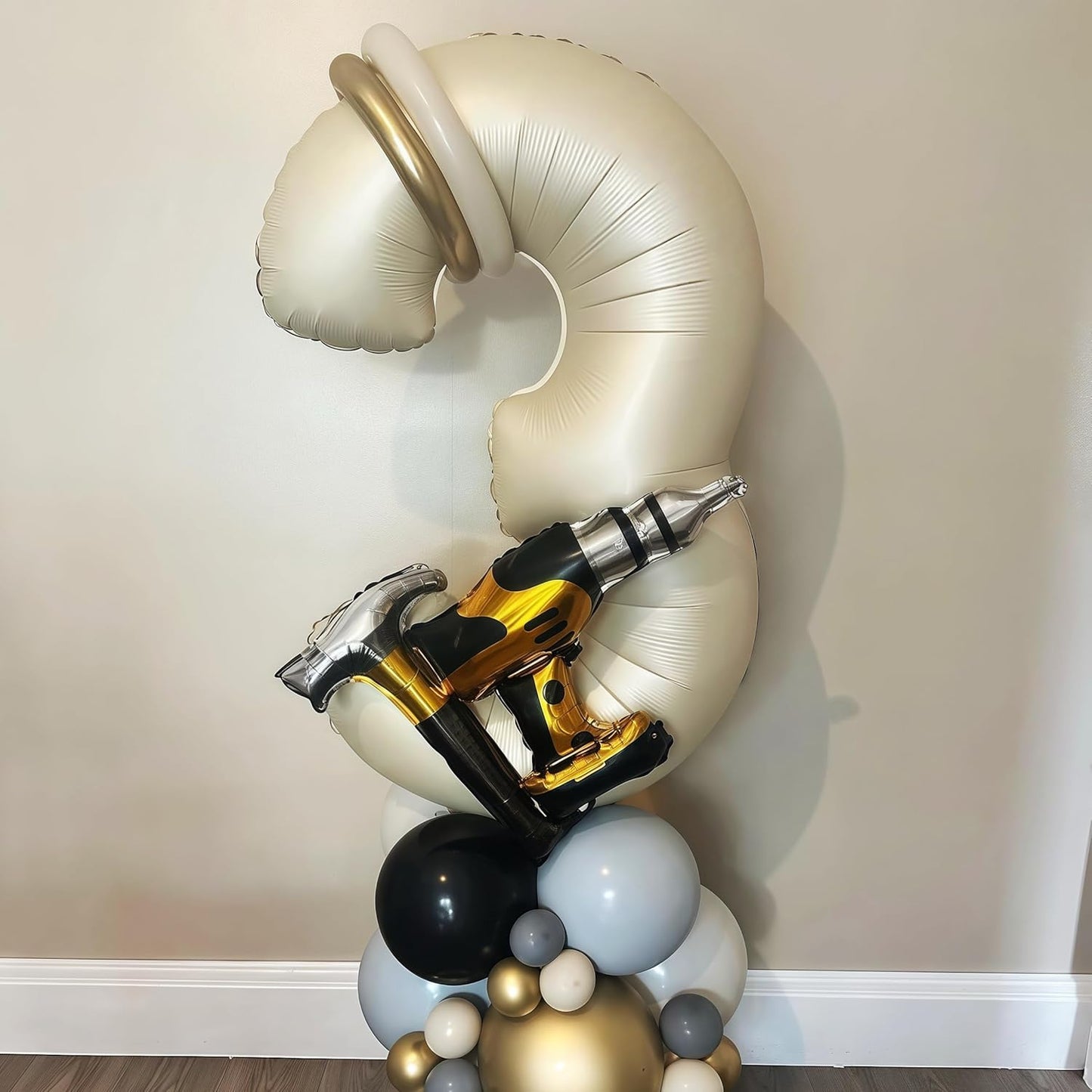 Cream 5 Balloon Number 40 Inch Cream White Number 5 Balloon Helium Mylar 5 Balloon for Birthday Party Decoration