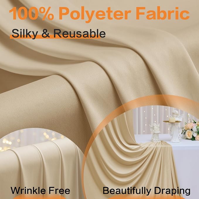 50ft×14ft Long Champagne Backdrop Curtain - Image 4