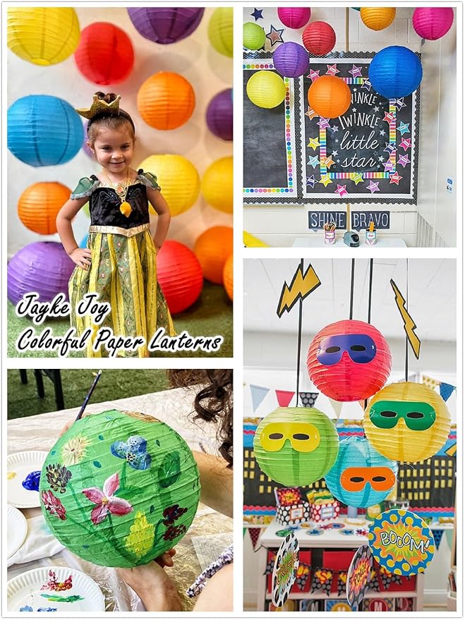 16pcs Mixed Size Colorful Paper Lanterns - Image 4