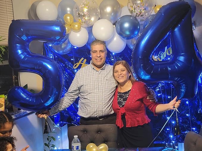 Number 4 Balloon Party Decorations, 40In Dark Blue Balloons - Image 3
