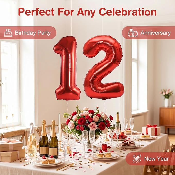 Number 12 Balloon Foil Mylar Balloons - Image 6