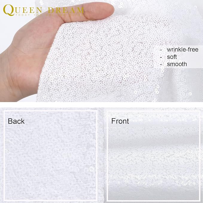 White Sequin Backdrop Curtain 4 Pack 2ft x 8ft Backdrop Birthday Background | - Image 5
