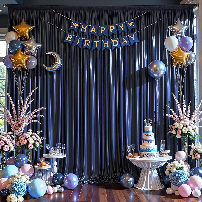 30x10ft Navy Blue Glitter Backdrop Curtain - Image 8